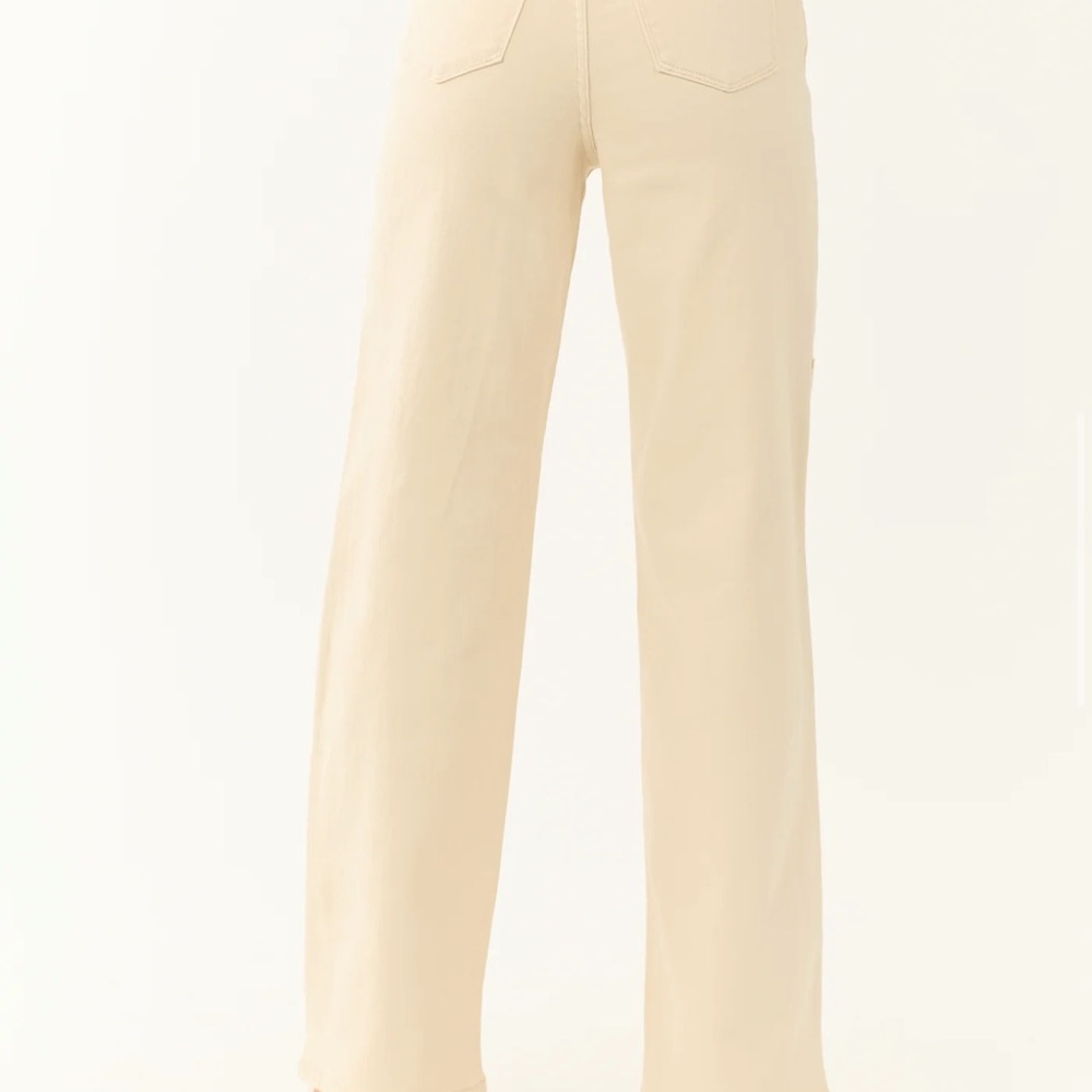 NWT- Judy Blue Cream Wide Leg Garment Dyed High Waist crochet patchwork Jeans - Picture 9 of 11